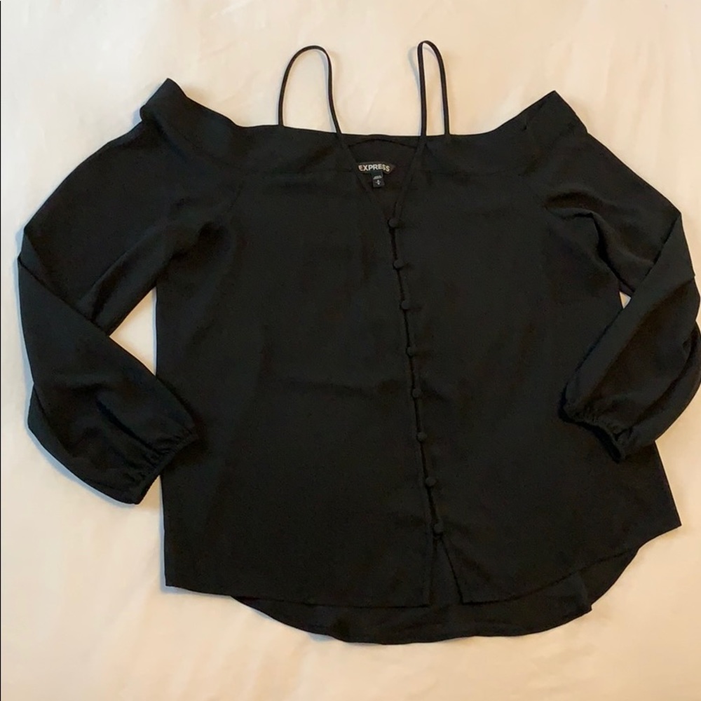 Black off the shoulder strappy top